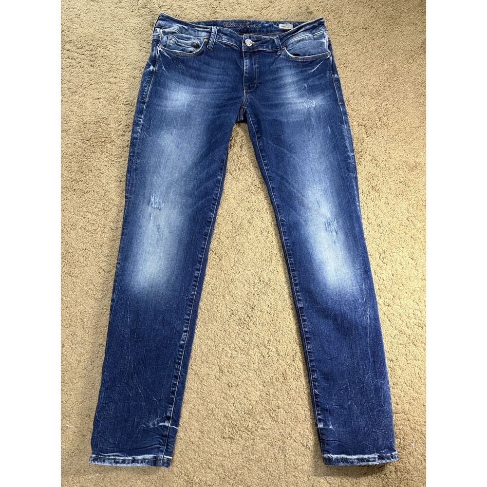 Mavi Jeans Women 33 Emma Slim‎ Boyfriend Distressed Low Rise Acid Wash